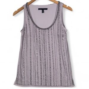 💜White House Black Market Beaded Sequin Tank Top | Size XXS | Lavender Blush